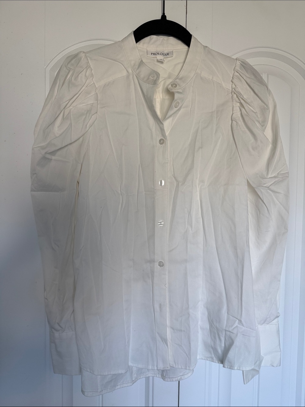 Prologue White Puff-Sleeve Button-Down Shirt